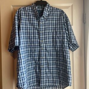 Claybrooke Wrinkle Free Blue Plaid Men's Shirt Sleeve Shirt, Size XXL